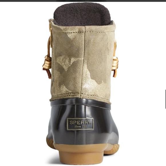 Sperry Top-Sider Saltwater Duck Boots Metallic Olive Camo Womens 8, NEW - Picture 5 of 9